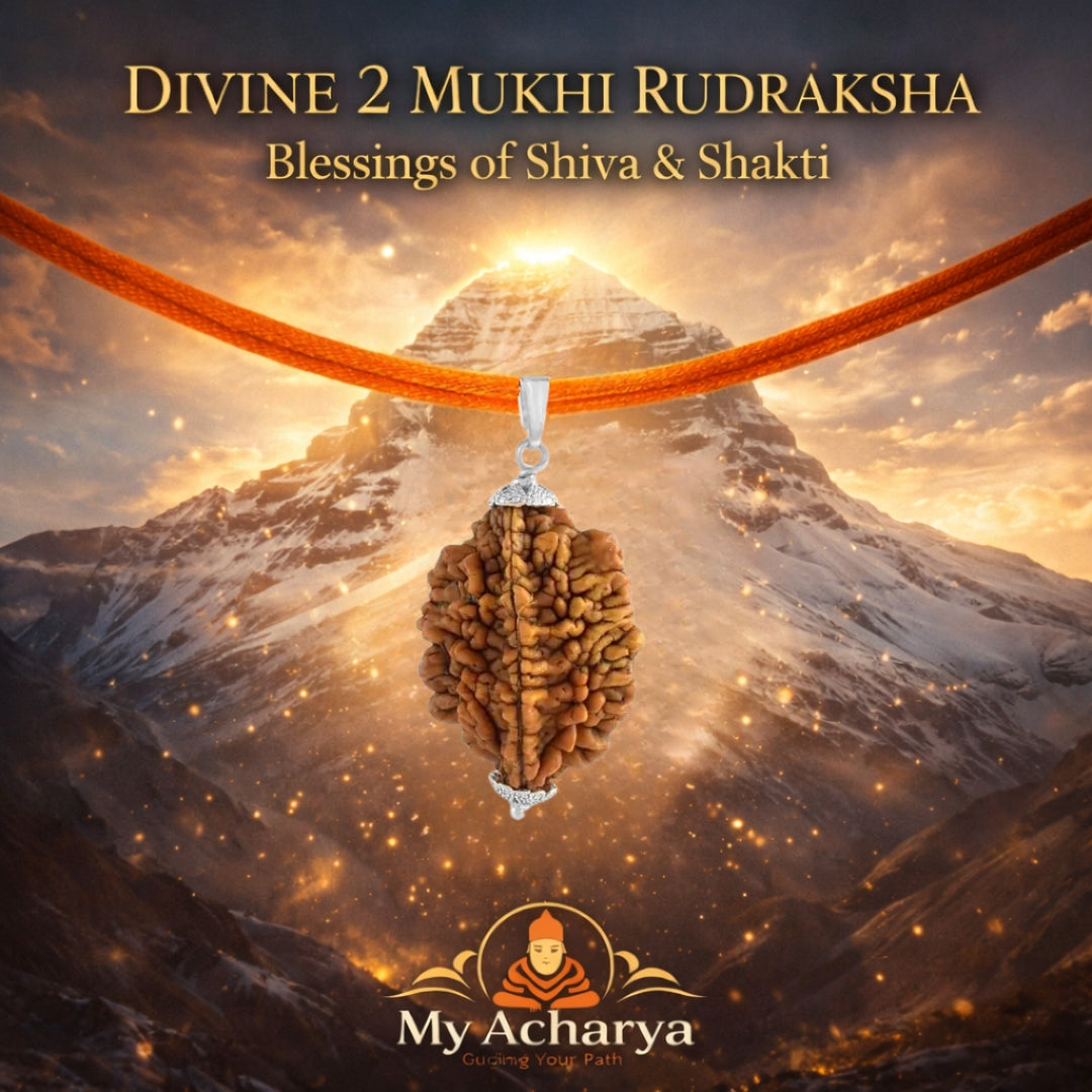 2 Mukhi Rudraksha with silver cap (single)