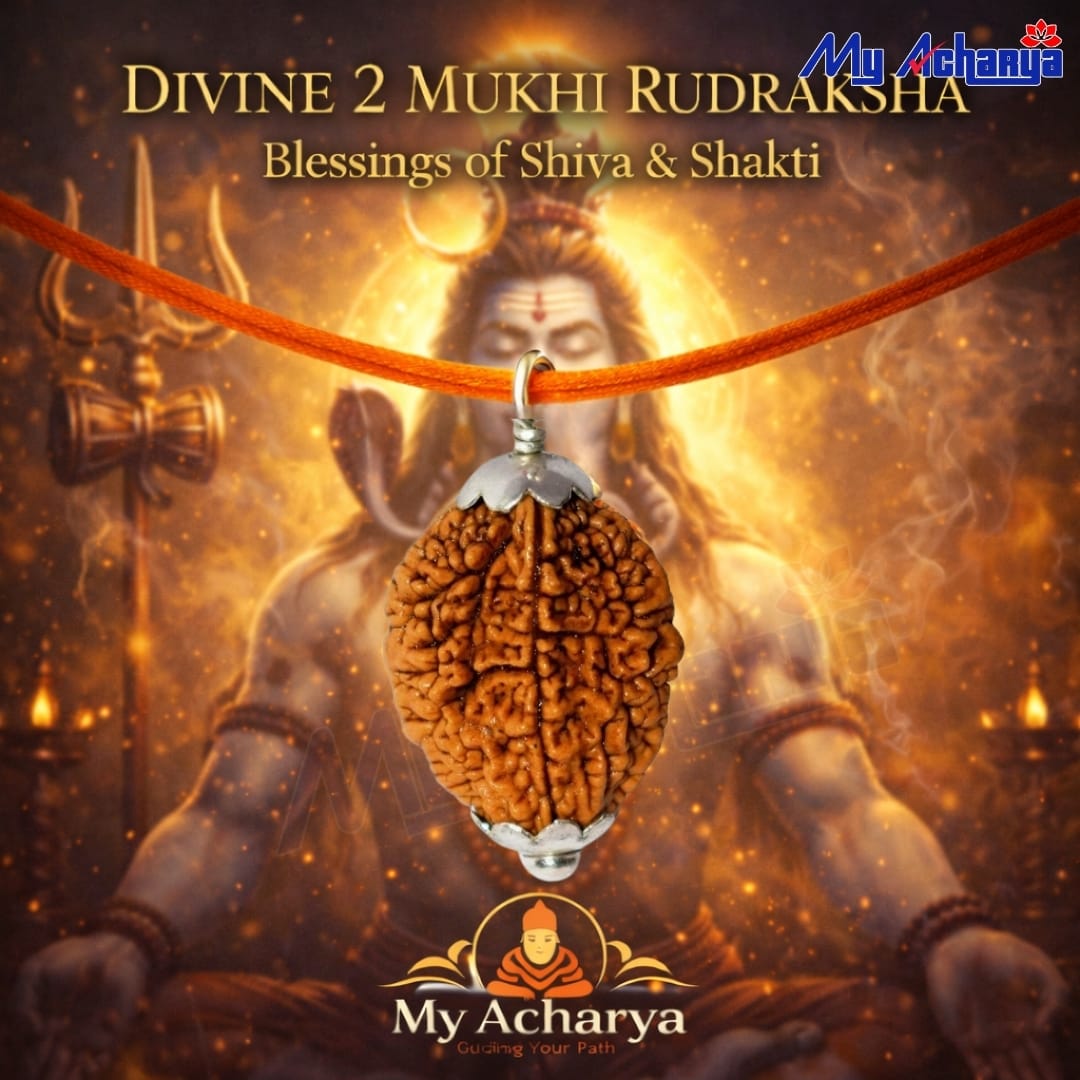 2 Mukhi Rudraksha with silver cap (single)