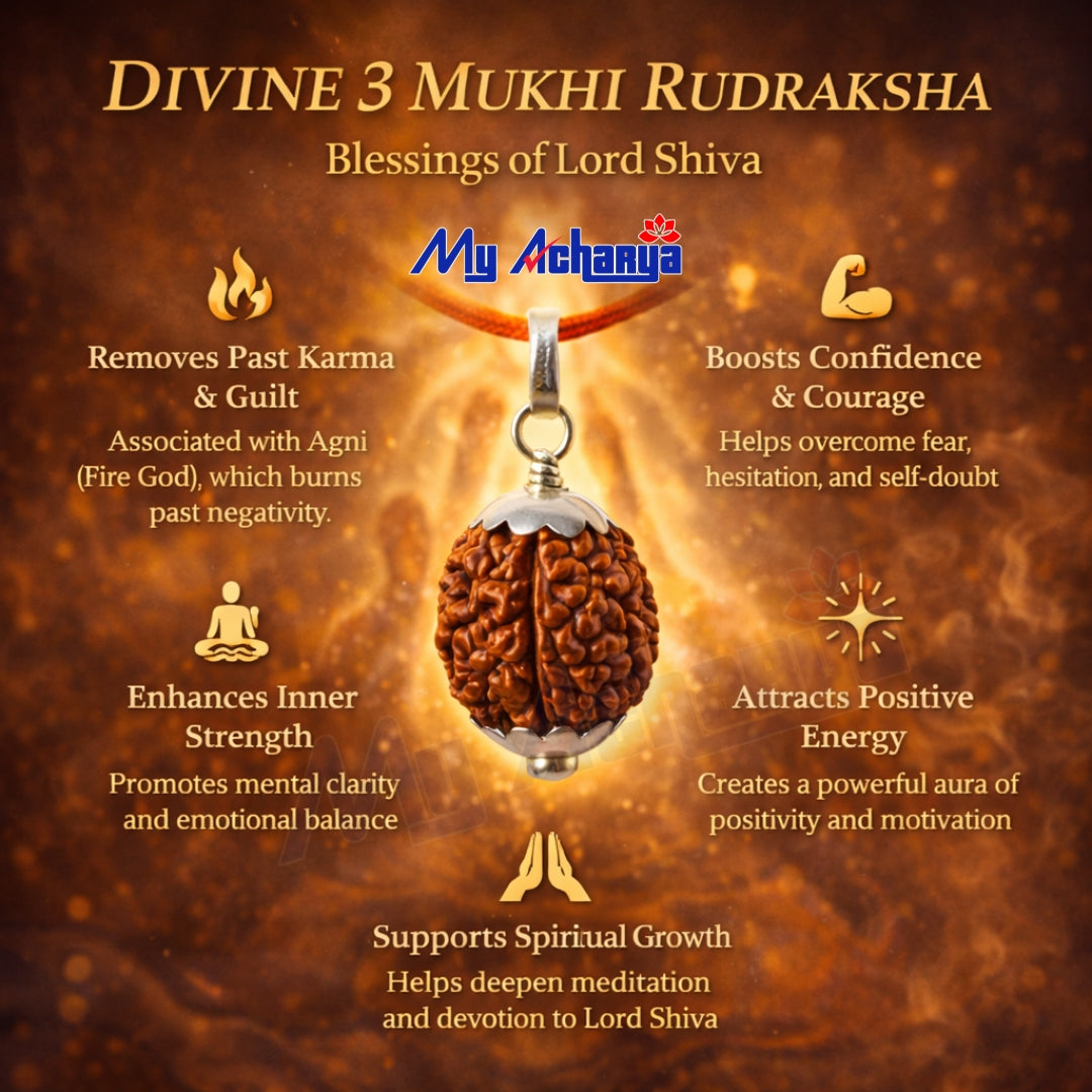 3 Mukhi Rudraksha with silver cap (single)