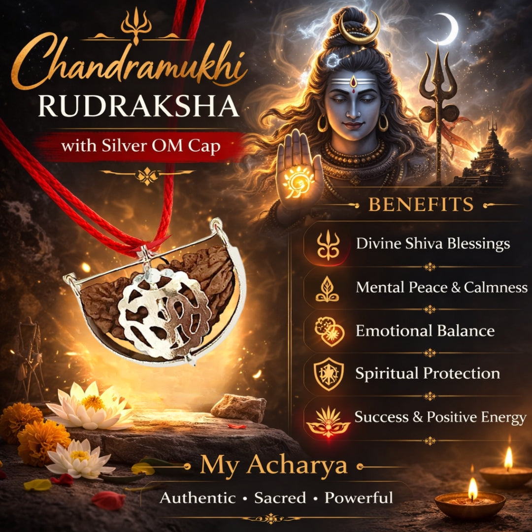 Chandramukhi Rudraksha with Silver Om